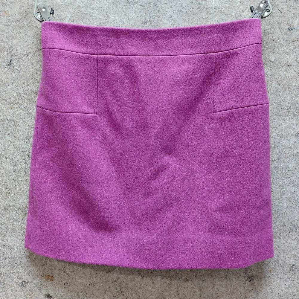 J.Crew Mini Skirt Women's Wool Blend A-Line Size 2 Magenta Pink Style Preppy Mod